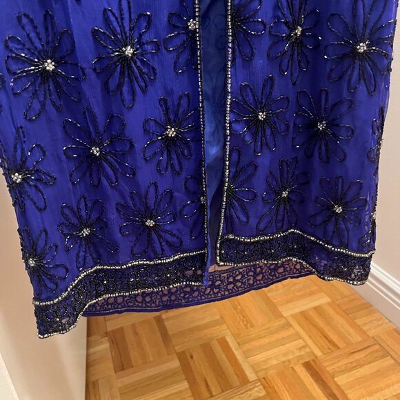 VINTAGE! Adrianna Papell Couture Royal Blue Embellished Evening Gown - Picture 7 of 9